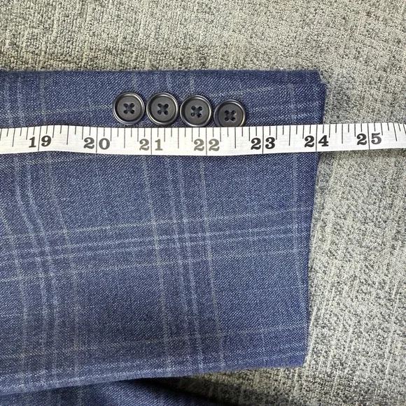 Pronto Uomo Platinum Sport Coat Blazer Men 42 Short Blue Plaid Wool Double Vent - Picture 10 of 11